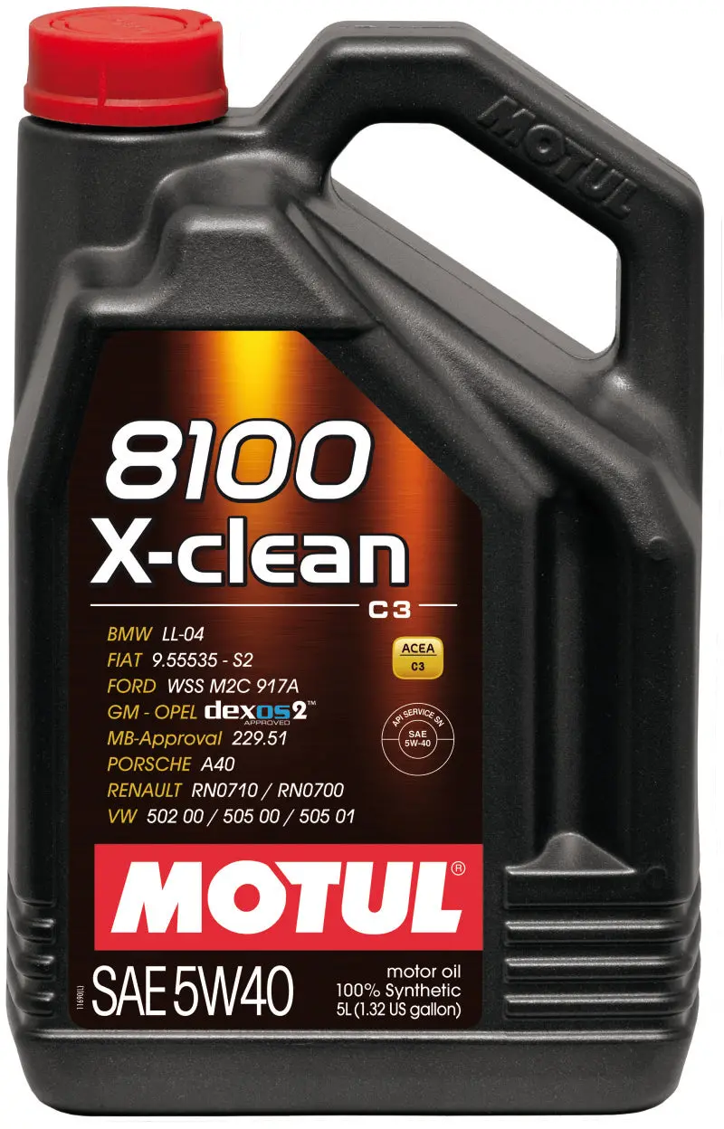 Motul 5L Synthetic Engine Oil 8100 5W40 X-Clean C3 -505 - Premium Performance Oil 1