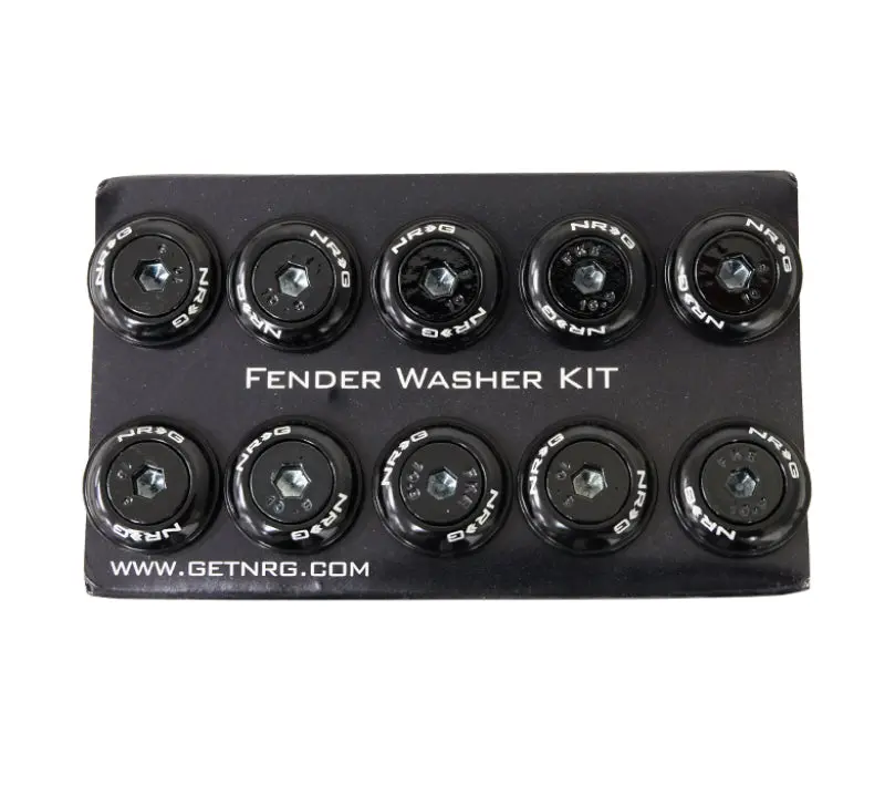 Nrg Fender Washer Kit With Color Matched M6 Bolt Rivets (Black) - Set Of 10 1
