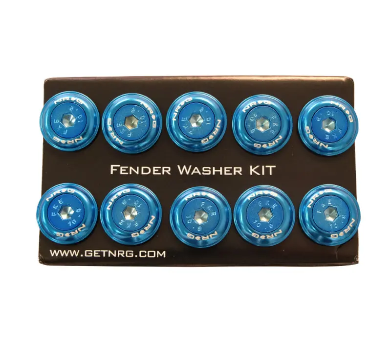 Nrg Fender Washer Kit With Color Matched M6 Bolt Rivets (Blue) - Set Of 10 2