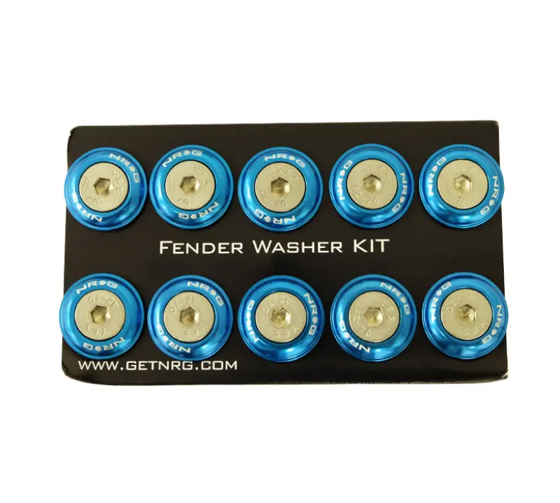 Nrg Fender Washer Kit With Rivets For Plastic (Blue) - Set Of 10 2