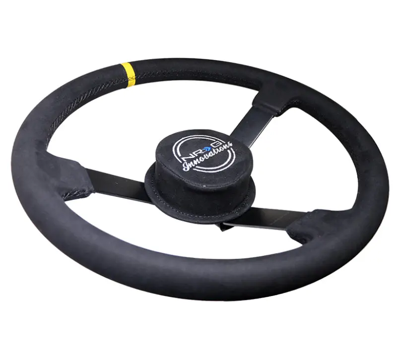 Nrg Reinforced Steering Wheel (380Mm) Nascar Alcantara 3 Spoke With Nrg Logo Removable Crushed Pad 1