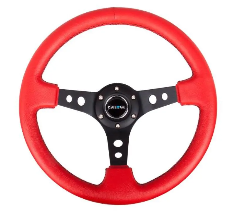 Nrg Reinforced Steering Wheel Red Leather/Blk Stitch (350Mm/3In. Deep) 1