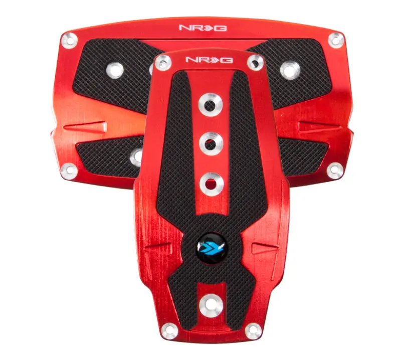 Nrg Sport Pedal A/T Brushed Aluminum Red W/Black Rubber Inserts 1