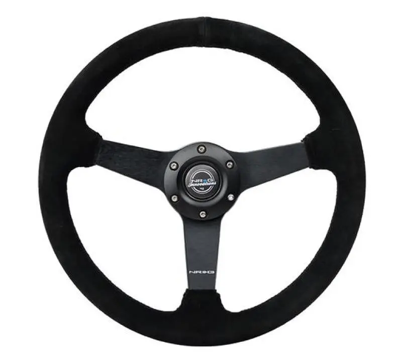 Nrg Sport Steering Wheel Black Suede Black Stitch Matte Black Solid Spokes 1