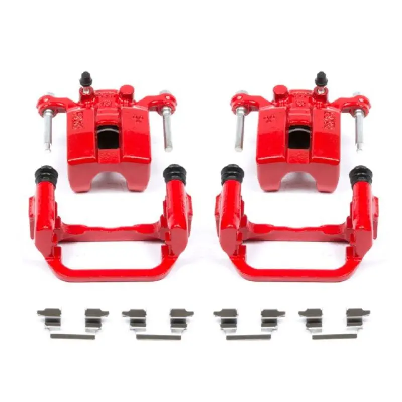 Power Stop 03-05 Infiniti G35 Rear Red Calipers With Brackets Pair 1