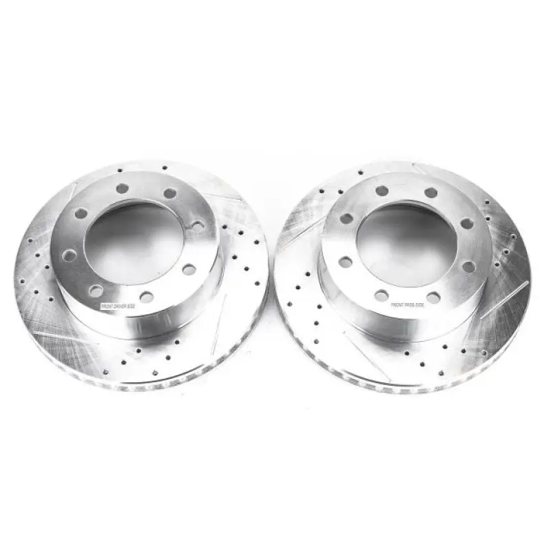 Power Stop 10-12 Ford F-450 Super Duty Front Drilled And Slotted Rotor Pair 1