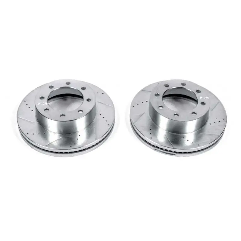 Power Stop 13-16 Ford F-450 Super Duty Front Drilled And Slotted Rotor Pair 1