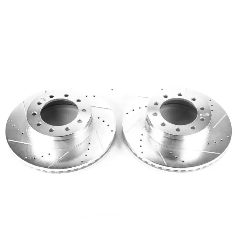 Power Stop 17-20 Ford F-550 Super Duty Front Drilled And Slotted Rotor Pair 1