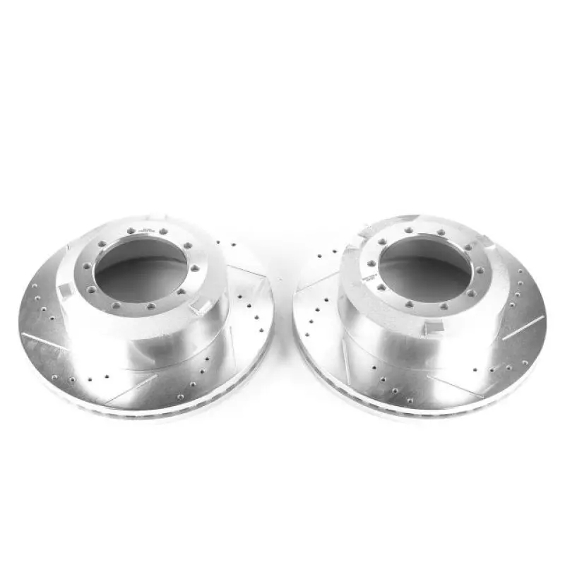 Power Stop 17-22 Ford F-550 Super Duty Rear Drilled And Slotted Rotor Pair 1