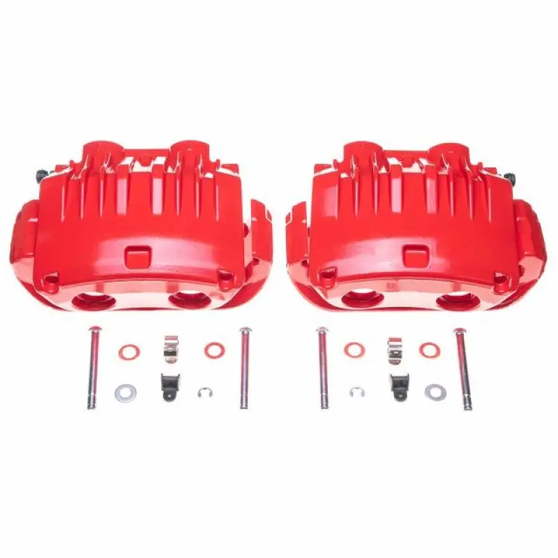 Power Stop Front Red Brake Calipers With Brackets For 1994–1998 Ford Mustang (Pair) 1
