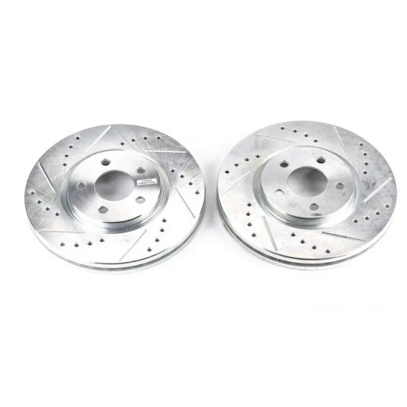 Powerstop Front Evolution Drilled And Slotted Brake Rotors Pair For 03-09 Chrysler Pt Cruiser 1