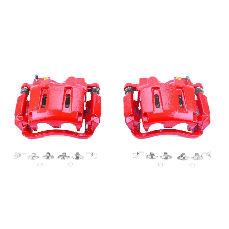 Powerstop Front Red Calipers With Brackets Pair For 05-12 Ford F-250 Super Duty 1