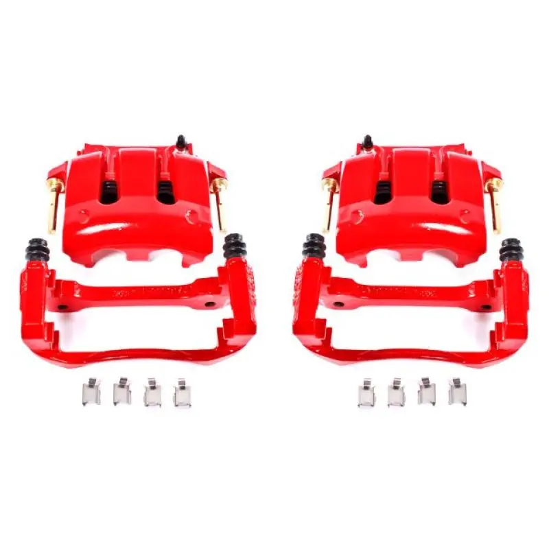 Powerstop Front Red Calipers With Brackets Pair For 05-14 Ford Mustang 1