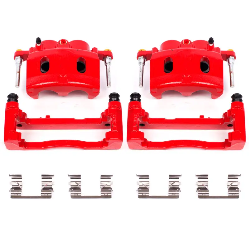 Powerstop Front Red Calipers With Brackets Pair For 08-16 Cadillac Escalade 1
