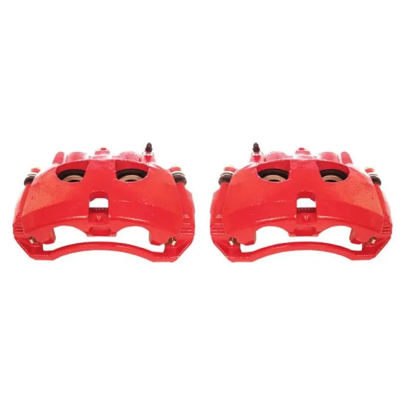 Powerstop Front Red Calipers With Brackets Pair For 09-10 Dodge Ram 2500 1