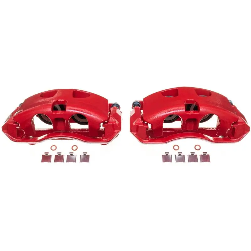 Powerstop Front Red Calipers With Brackets Pair For 2012-2019 Ford F-150 2