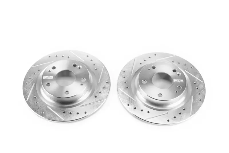 Powerstop Rear Drilled & Slotted Evolution Rotors Pair For 2017-2020 Honda Civic Si 1