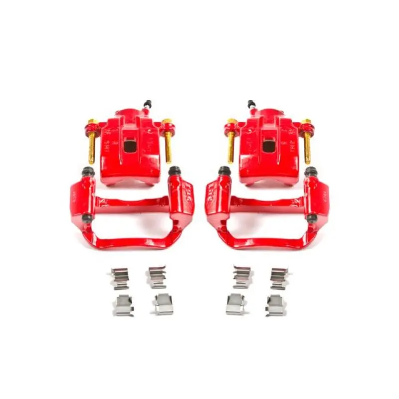 Powerstop Rear Red Calipers With Brackets - Pair For 08-15 Toyota Sequoia Limited Platinum Sr5 1