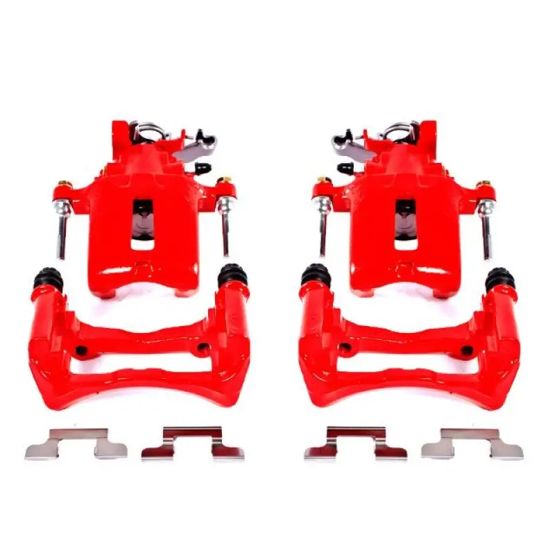 Powerstop Rear Red Calipers With Brackets - Red Finish - Pair For 2005-2014 Ford Mustang Models 1