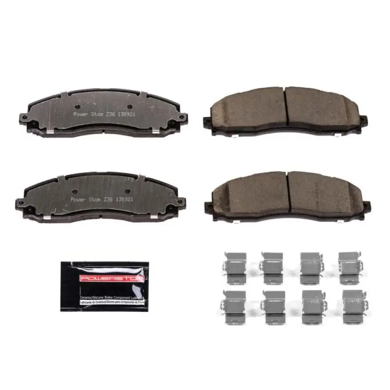 Powerstop Rear Z36 Truck & Tow Brake Pads With Hardware For 13-19 Ford F-250 Super Duty 1