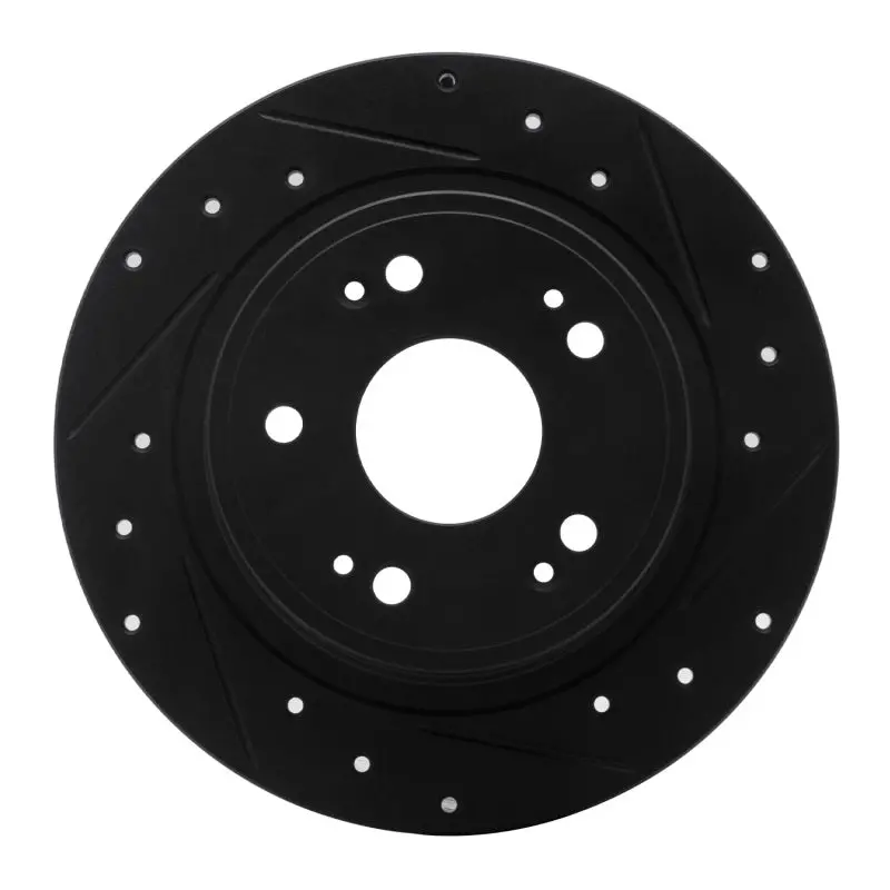 R1 05-17 Honda Accord Rear Right Drilled And Slotted Black Brake Rotor 1