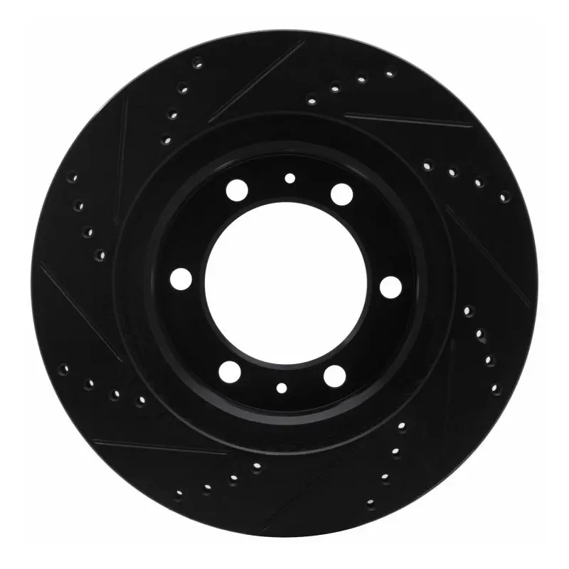 R1 05-23 Toyota Tacoma Front Right Drilled And Slotted Black Brake Rotor 2