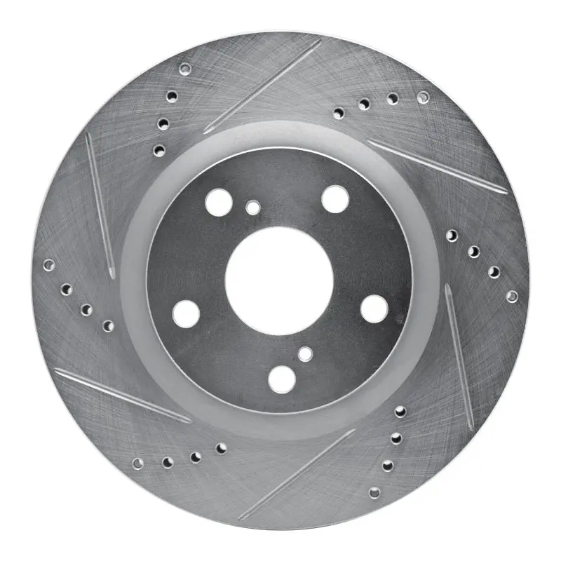 R1 06-20 Lexus Es300h Front Left Drilled And Slotted Silver Brake Rotor 1
