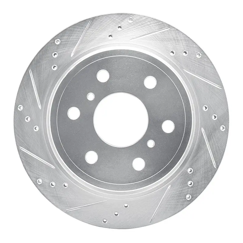 R1 07-20 Cadillac Escalade Ext Rear Left Drilled And Slotted Silver Brake Rotor 1