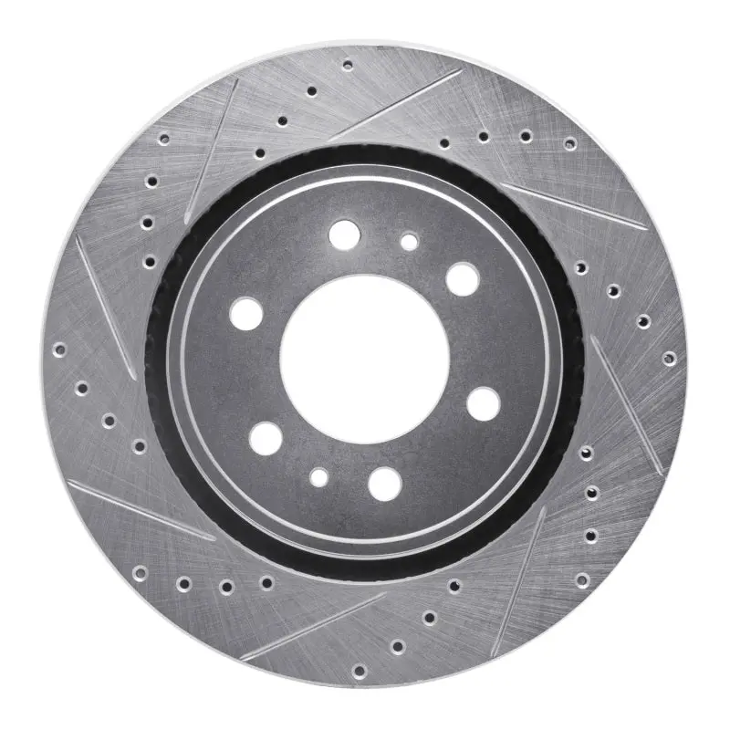 R1 07-21 Ford Expedition Front Left Drilled And Slotted Silver Brake Rotor 1