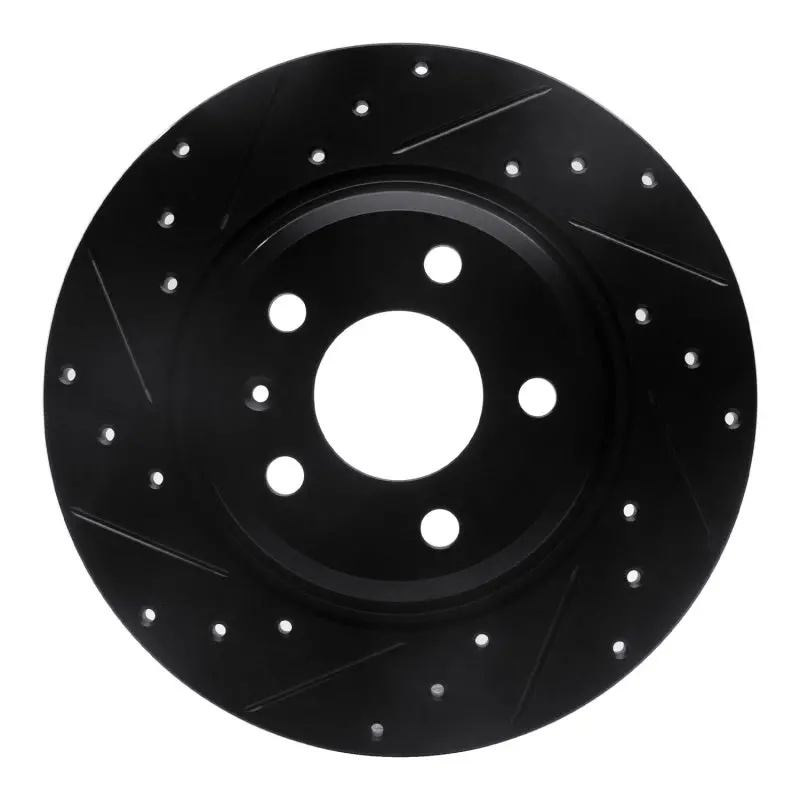 R1 09-25 Audi A4 Left Drilled And Slotted Black Brake Rotor 1