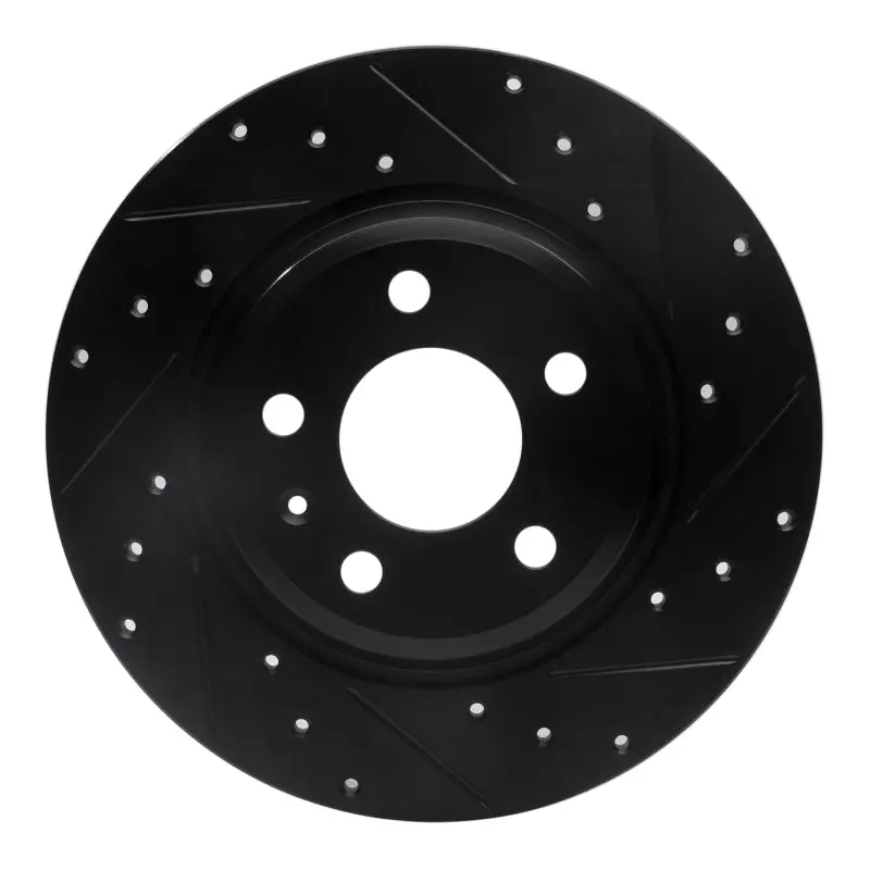 R1 09-25 Audi A4 Rear Right Drilled And Slotted Black Brake Rotor 1