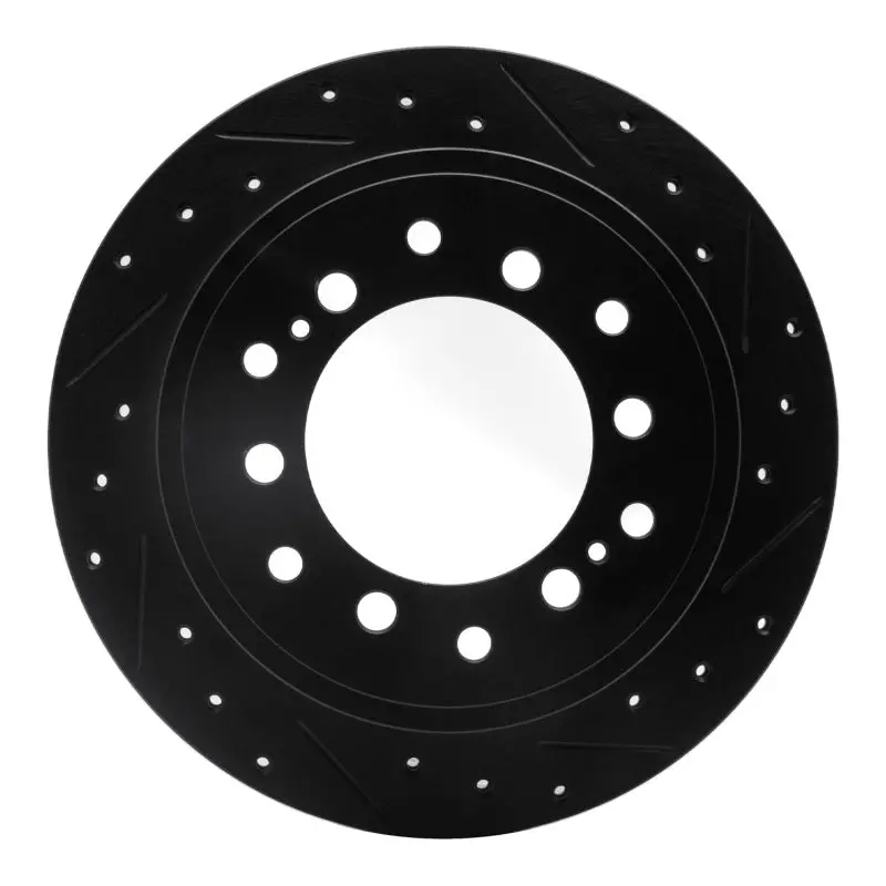 R1 10-24 Lexus Gx460 Rear Right Drilled And Slotted Black Brake Rotor 1
