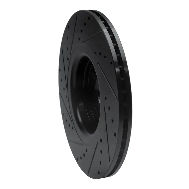 R1 14-18 Ford Focus St Front Right Drilled And Slotted Black Brake Rotor 2