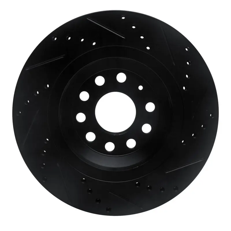 R1 15-25 Volkswagen Gti Rear Left Drilled And Slotted Black Brake Rotor 2
