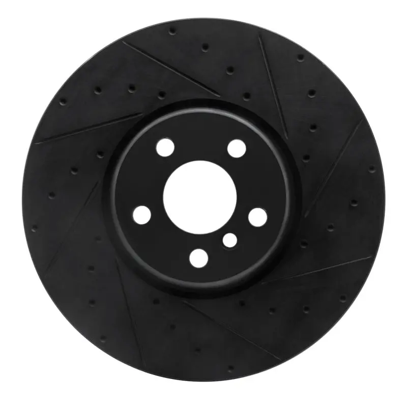 R1 16-25 Bmw 230I Xdrive Right Front Drilled And Slotted Black Brake Rotor 1