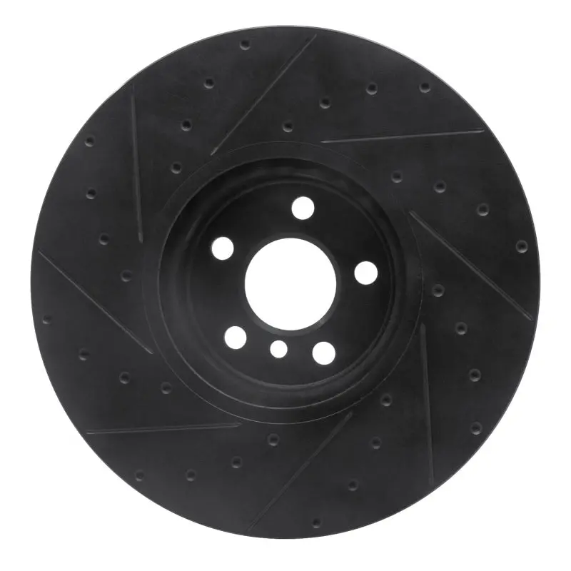 R1 16-25 Bmw 230I Xdrive Right Front Drilled And Slotted Black Brake Rotor 2