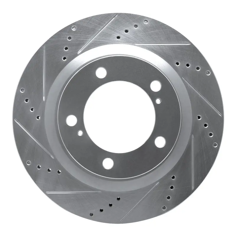 R1 17-21 Toyota Land Cruiser Front Left Drilled And Slotted Silver Brake Rotor 1