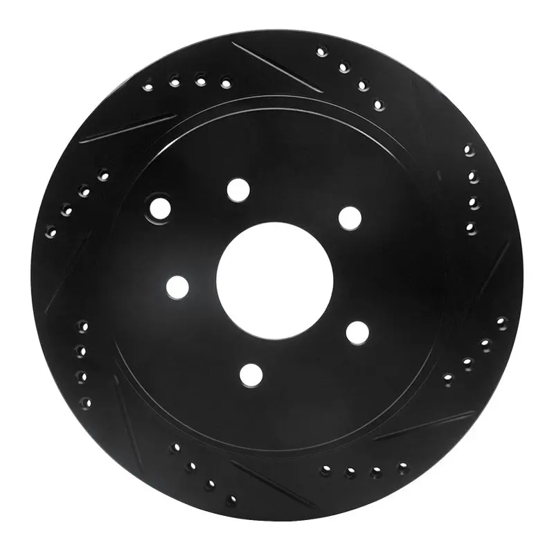 R1 2003-2024 Infiniti Fx37 Rear Right Drilled And Slotted Black Brake Rotor 1