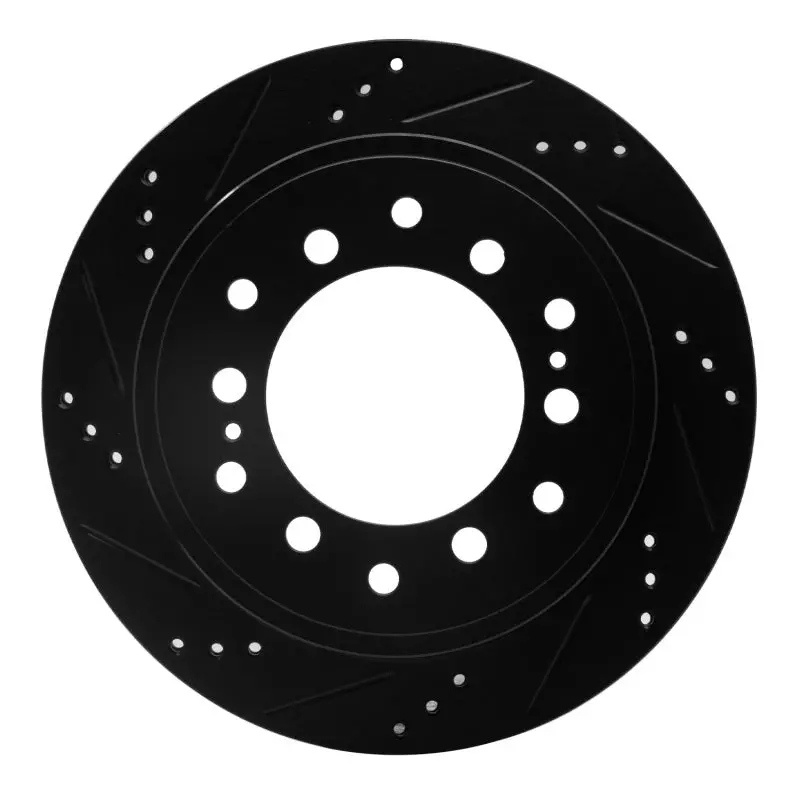 R1 2010-2024 Lexus Gx460 Rear Left Drilled And Slotted Black Brake Rotor 1