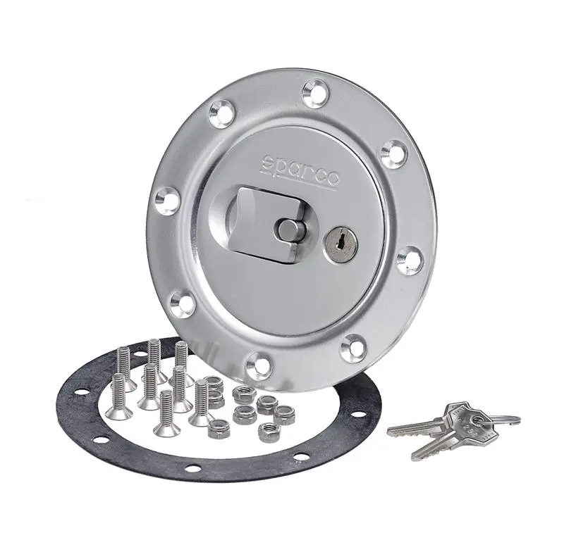 Sparco Fuel Cap Locking Brushed Aluminum Finish Style 2