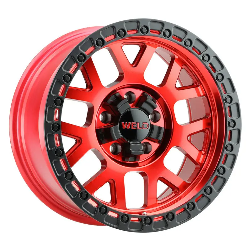 Weld Off-Road W133 17X9 Cinch Wheel 6X135 6X139.7 Et-12 Bs4.50 Candy Red Satin Black Ring 106.1 (133) 2