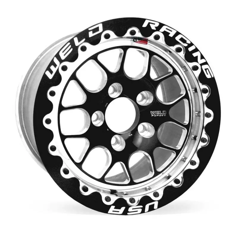 Weld S77 15X10.33 / 5X4.5 Bp / 6.5 Inch Bs Wheel (Medium Pad) - Black Beadlock 1