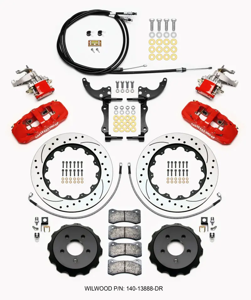 Wilwood Aero4 / Mc4 Rear Kit 14.00 Drilled Red 2015-2017 Ford Mustang Ecoboost Gt Shelby V6 1