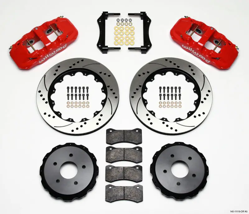Wilwood Aero4 Rear Brake Kit 14.00In Red Drilled For Corvette C5/Z06/C6 1
