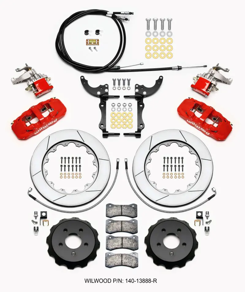 Wilwood Aero4 Rear Kit 14.00 Red For 2015-2017 Ford Mustang W/Lines & Cables 1