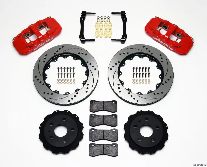 Wilwood Aero4 Rear Kit 14.25In Drilled Red 2010-2015 Camaro Ls Lt Ss Z/28 Zl1 1