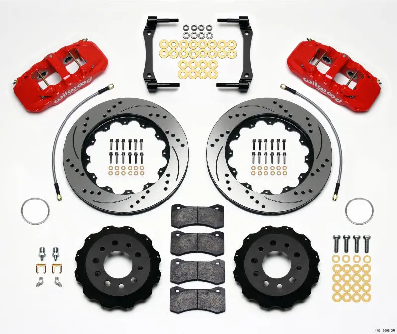 Wilwood Aero4 Rear Kit 14.25In Drilled Red 2014-2016 Corvette C7 1