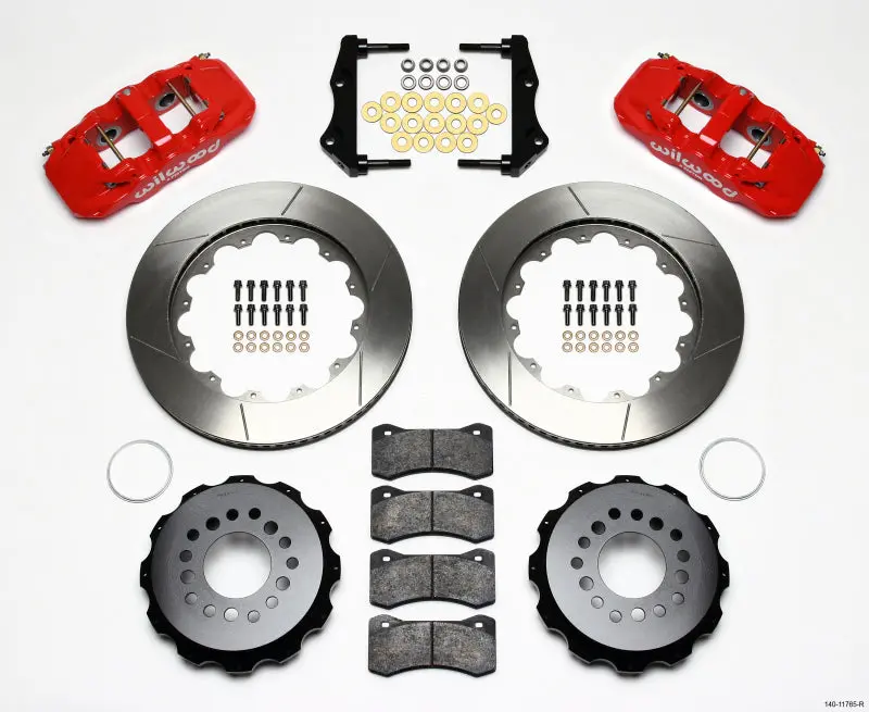Wilwood Aero4 Rear Kit 14.25In Red For 2006-10 Magnum Challenger Charger 300C 1