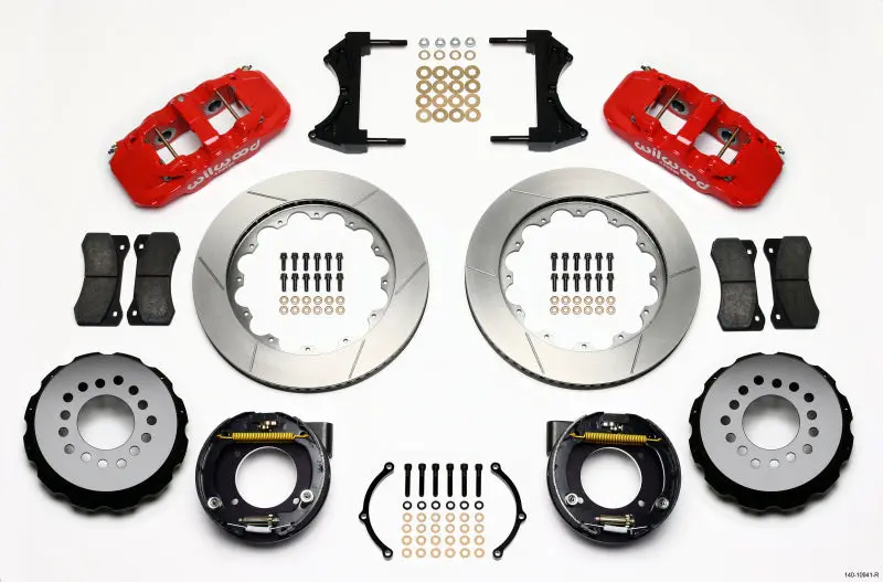 Wilwood Aero4 Rear P-Brake Kit 14.00In Red For Chevy C-10 1975-1986 2.42 Offset 5-Lug 1