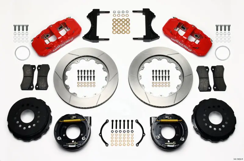 Wilwood Aero4 Rear P-Brake Kit 14In Red 2005-2014 Mustang 1
